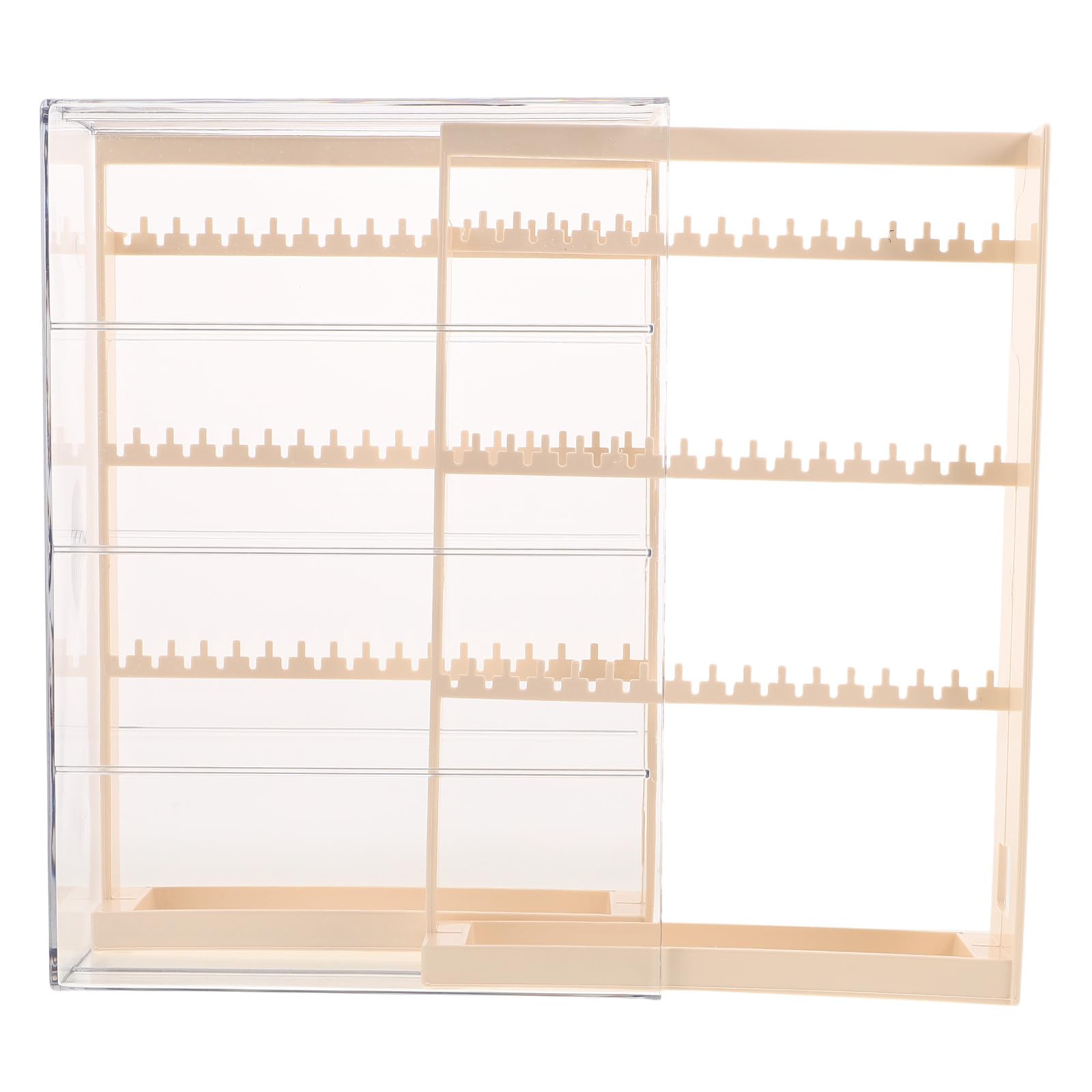 Artibetter Organizador de Joyas Pequeño de 3 Niveles en Color Beige, Soporte para Pendientes y Collares Almacenamiento Antideslustre, Caja para Exhibir Anillos y Pulseras, Adecuado