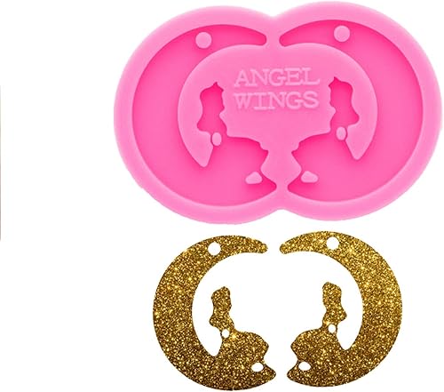 Miniatura 7 de Molde de silicona de sirena de luna súper brillante para niña, aretes de epoxi para manualidades, moldes de silicona, molde de arcilla, collar de