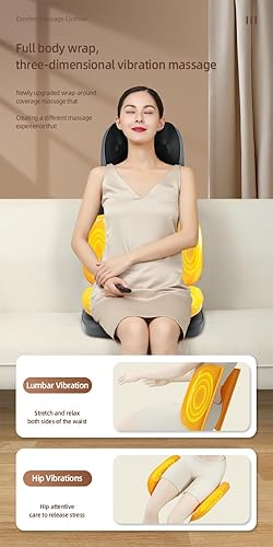Miniatura 7 de Silla de masaje Shiatsu con calor, respaldo completo Shiatsu y rodadura, cómoda almohadilla para silla de masaje para aliviar el estrés, regalo para