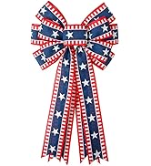 SIMISI RIBBON Red White Blue Stars Burlap Wreath Bow Patriotic Bows Decoration for Independence D...