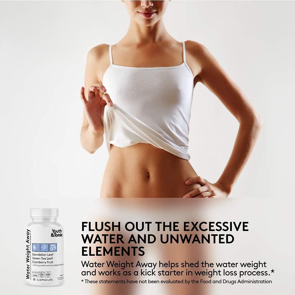 Youth & Tonic Water Weight Away Pills to Reduce Waistline and Relief Swelling Because of Fluid Retention & Activated Charcoal Pills for Gas Relief and Digestive Bloating : Health & Household