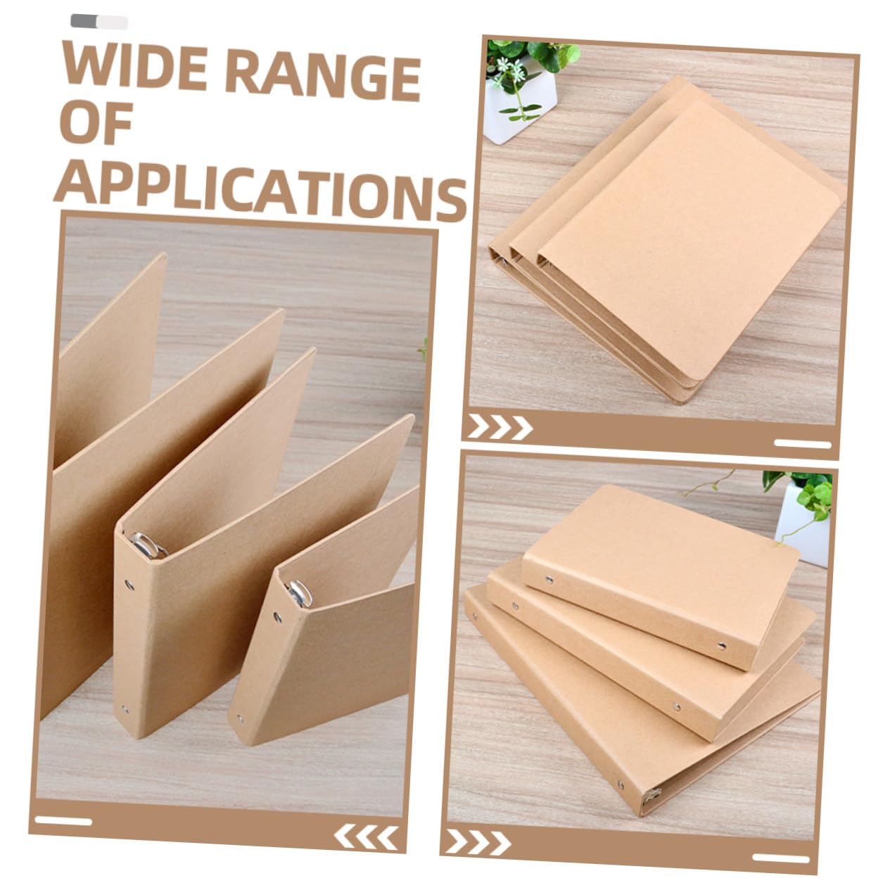 3 pièces Classeur à Anneaux Papier Kraft Protège Notes Rechargeable Coque de Carnet à Volantes et Antidérapante pour Étudiants et Bureau