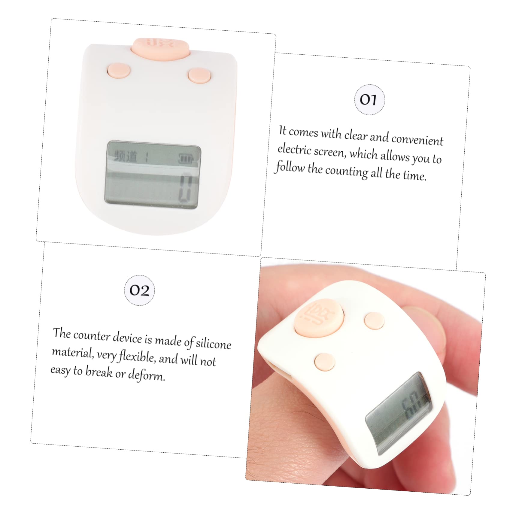 WHAMVOX Handheld Tally Counters Portable Pink Mute Digital Finger Counter for Fitness