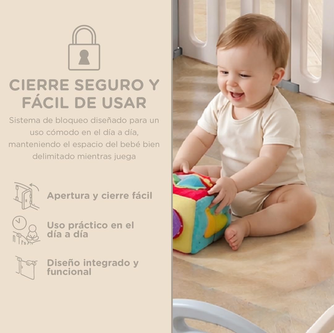 Parque Infantil 185x154cm Corralito para Juegos de Bebe Plegable con Puerta LED y Canasta con 20 Bolas y Paneles de Seguridad HDPE Sin BPA Parque Bebé Interior y Exterior Rana Desarrollo Gateo