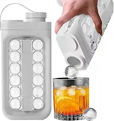 Garrafa de Gelo Silicone 2 em 1 Portátil – 34 Bolinhas Redondas p/Bebidas