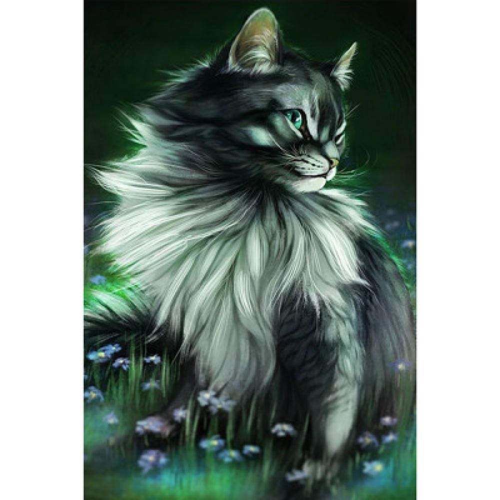 Kit broderie diamant 5D chat blanc cadeau idéal loisir créatif adulte tableau 50x65 cm