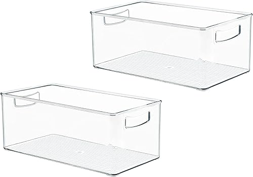 Miniatura 8 de Hudgan Paquete de 2 cubos organizadores de congelador profundo, cubos de almacenamiento apilables de lado recto, organizadores y almacenamiento de