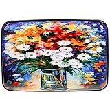 Vichline Aluminum RFID Blocking Slim Metal Wallet Credit Card Holder for Men Women (Oil Painting Flowers)