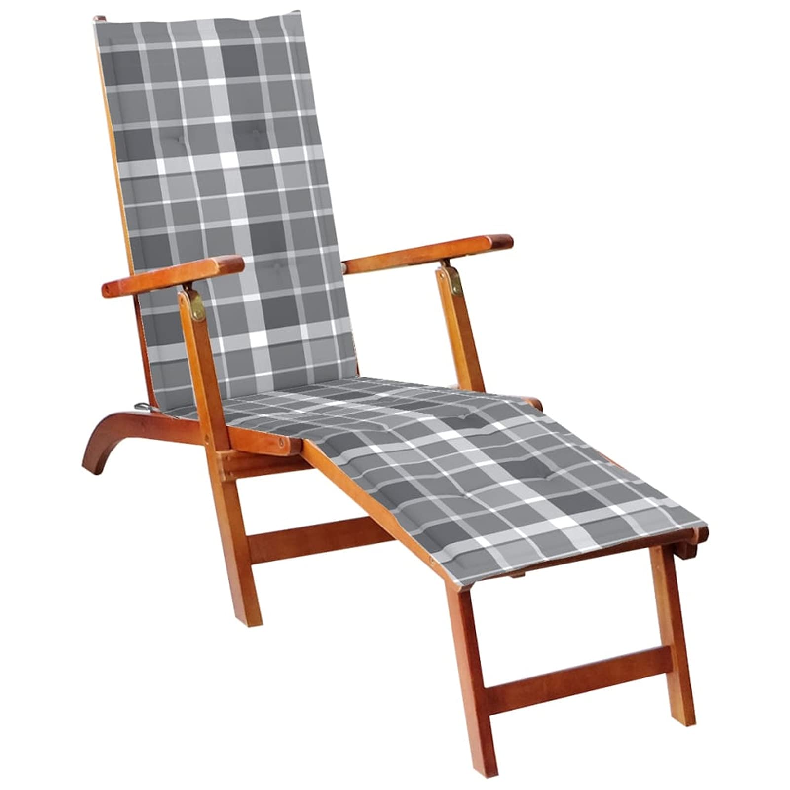 LAPOOH Tumbona de jardín con reposapiés y cojín Madera Maciza Acacia, Tumbonas Jardin Exterior, Tumbona Piscina, Sun Lounger, Tumbonas De Jardin, Cama Jardin Exterior, Tumbona De Playa 3064028