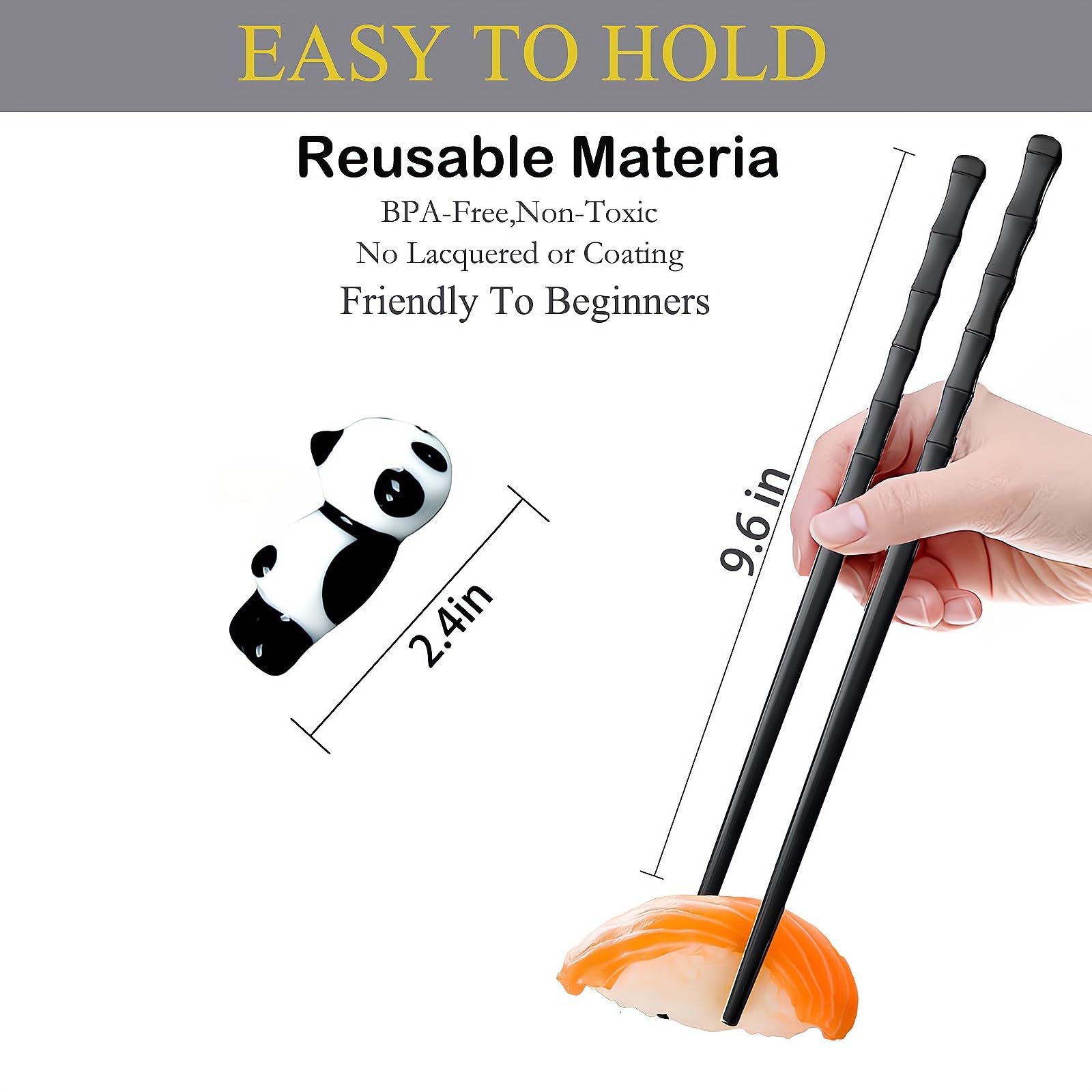 Fiberglass Chopsticks Gift Set - Panda Holder Included -7