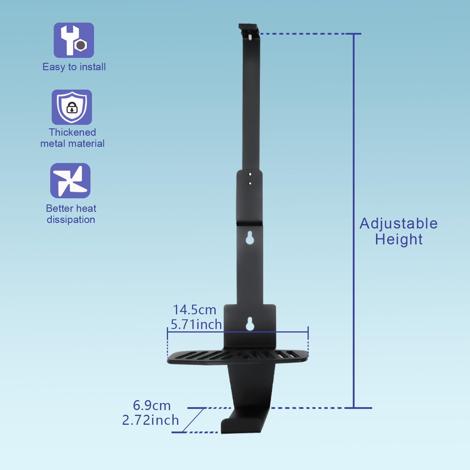 meiboshin PS5 Wall Mount, Heavy-Duty Steel Mount Kit for Protection & Cooling with 2 Controller Holder and Headset Holder,Compatible with All PS5 Models Including Slim, Pro, Original. (Black) - 3