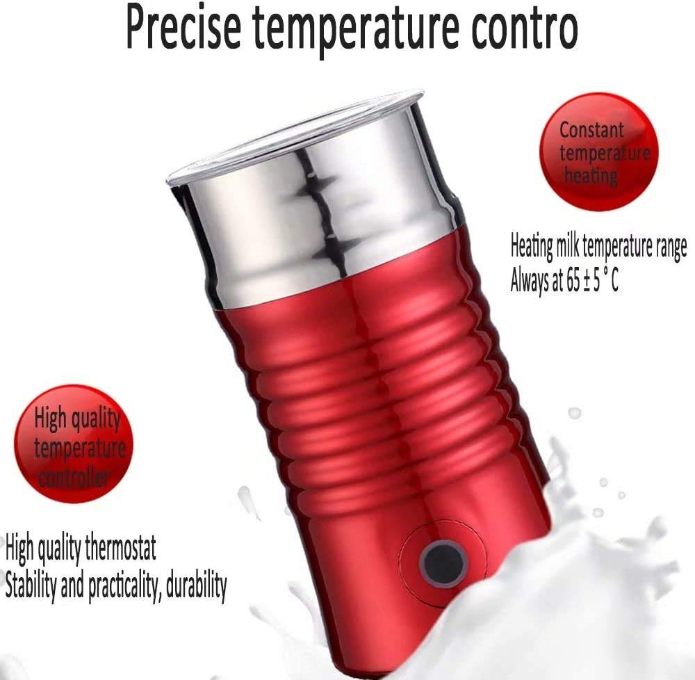 Milk frother, Latte Elettrico fruota e cremagliera di Cioccolata Calda Acciaio Inossidabile, Automatic Hot Cold My Steamer per caffè, Latte, Cappuccino, Cioccolatini Caldi, Oro (Color : Red)