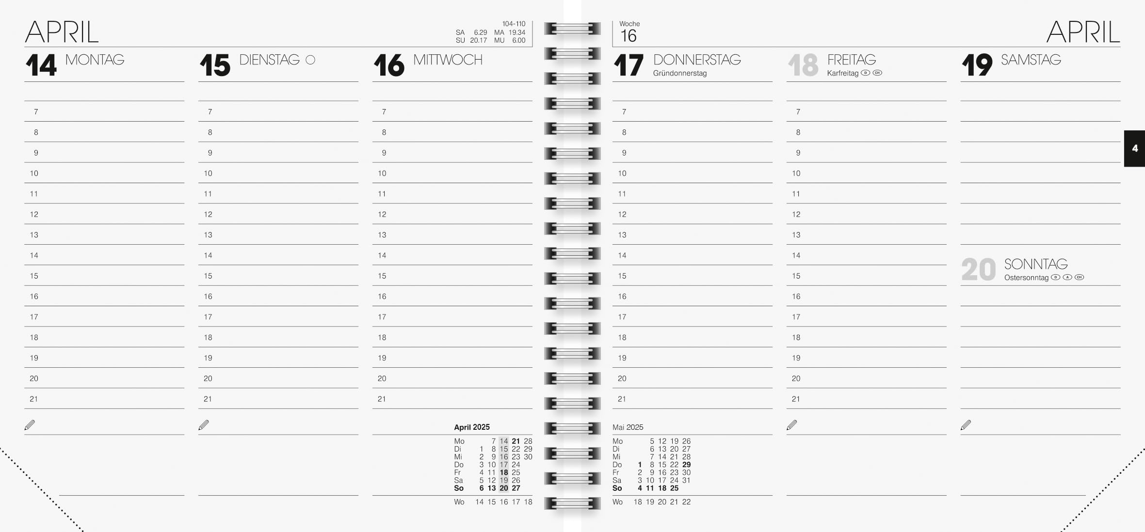 BRUNNEN Book Calendar Model 762 (2025), 2 Pages = 1 Week, 162 × 150 mm, 128 Pages, Plastic, Black, nicht bekannt - Image 2