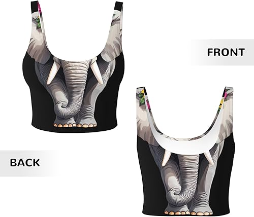 Women's Sports Vest MSRHIUEF Floral print elephant Printed Soft, Comfortable, Lightweight, and Breathable(Black,XX-Large)