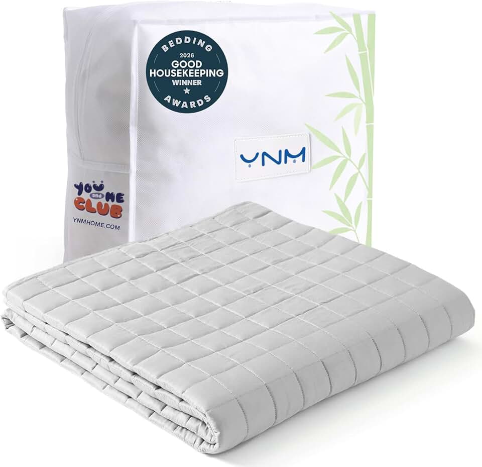 YnM Cobertor ponderado refrescante exclusivo com viscose de bambu, menores compartimentos com contas de vidro, cobertor de cama para uma pessoa de 63,5 kg, ideal para cama de solteiro/casal (122 x 182