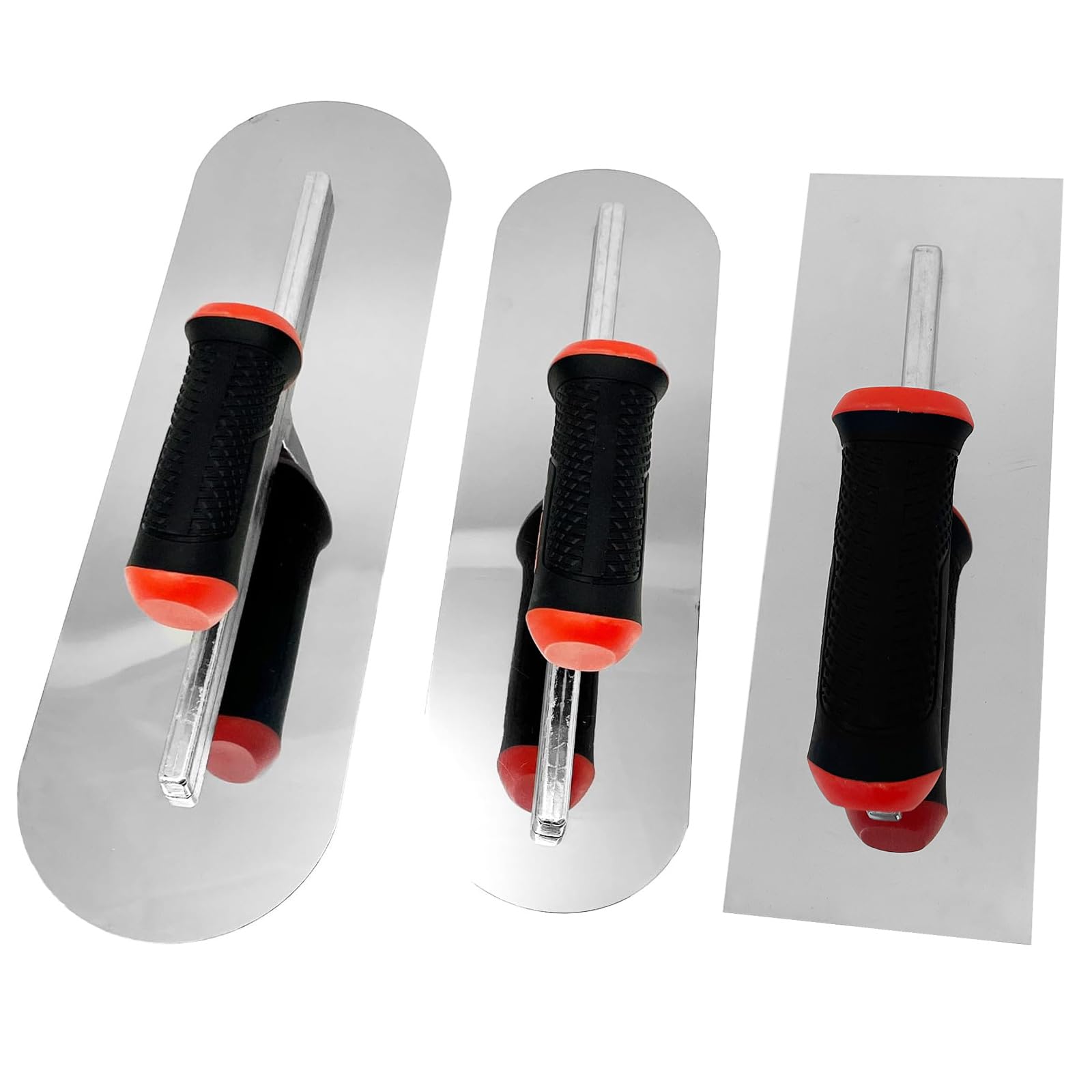 Hubaow 3 Pack Concrete Tools Set, 1 Pcs Stainless Steel Flat Finishing Trowel and 2 Pcs Pool Trowels, Drywall Cement Plastering Masonry Construction