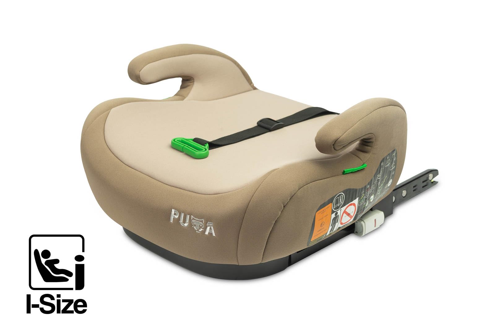 CARETERO - Auto Sitzerhöhung für Kinder - Autokindersitz PUMA - i-Size Homologation ISOFIX - für Kinder von 125-150 cm Größe - Richtige Körperhaltung Reisekomfort - Beige