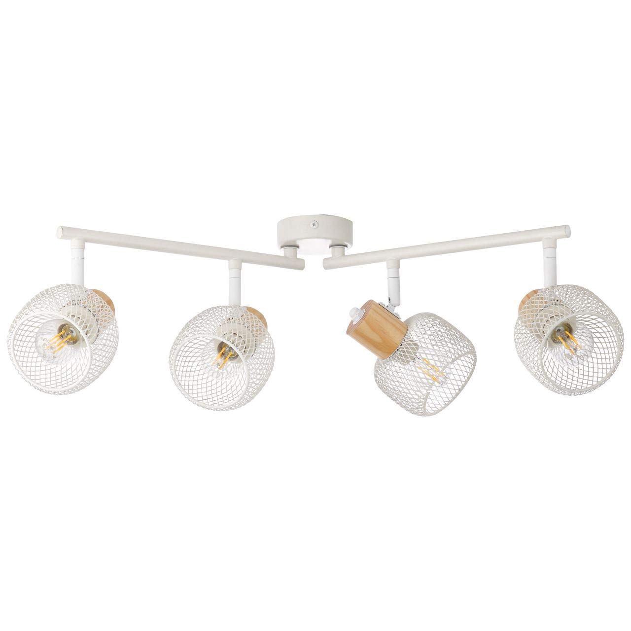 BRILLIANT Lampe Giada Spotrohr 4flg weiß/holz hell | 4x D45, E14, 25W, geeignet für Tropfenlampen nicht enthalten | Köpfe schwenkbar | Für LED-Leuchtmittel geeignet