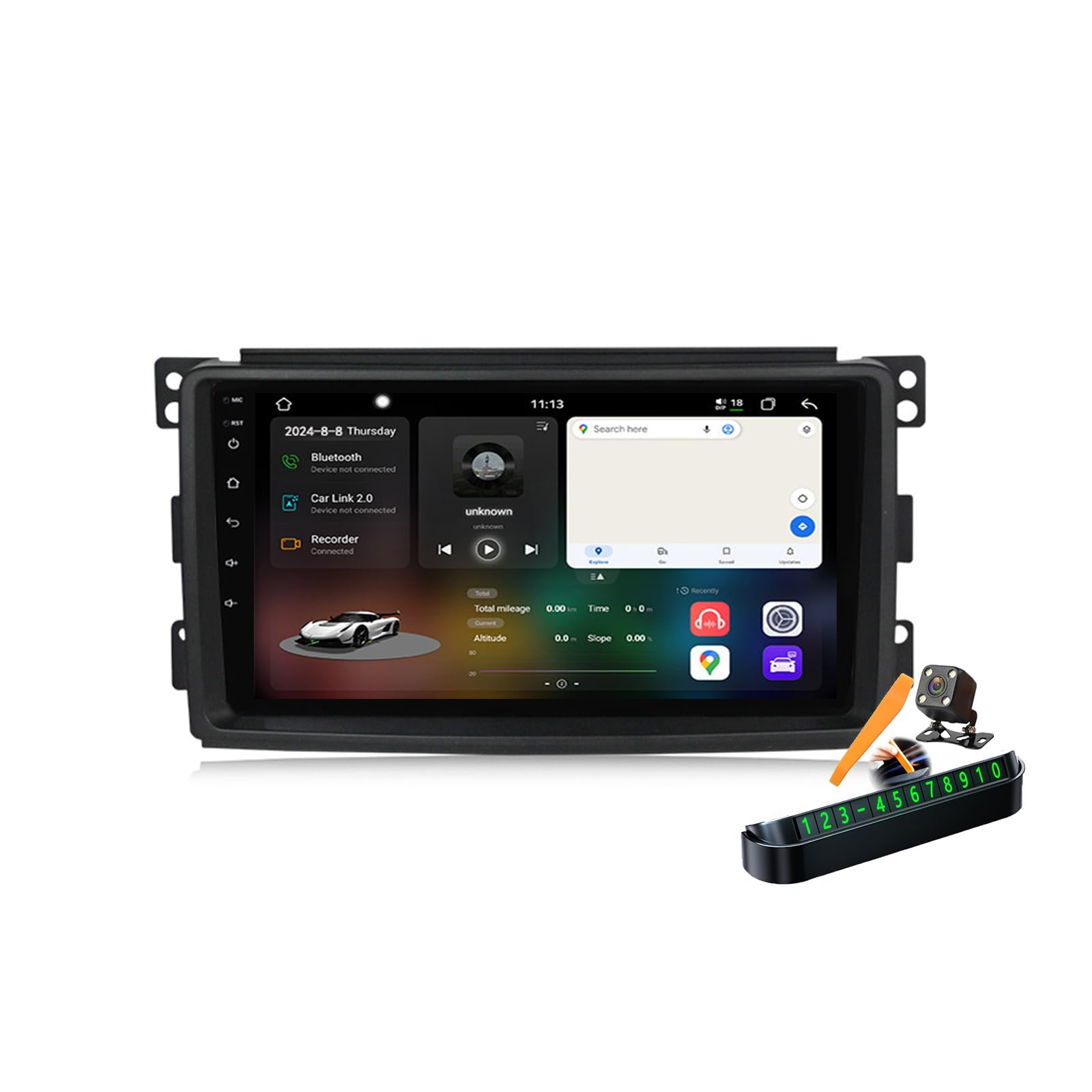 Coche Radio 2 DIN Estéreo para Smart Fortwo 451 con GPS, Carplay y Android 14