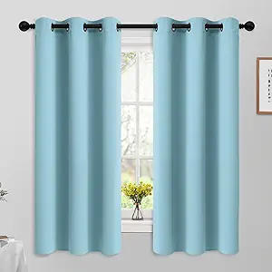 Yakamok Sky Blue Blackout Curtains for Bedroom,Thermal Insulated Grommet Room Darkening Window Drapes for Living Room,42W x 63L,2 Panels