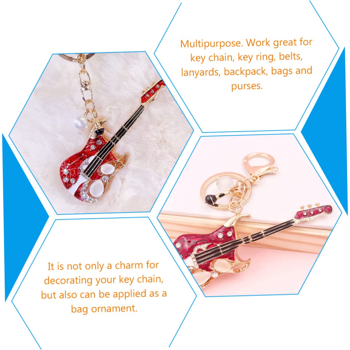 SHERCHPRY Chitarra Chiave Anello Ciondolo Donne Catena Chiave Degli Uomini Del Pendente Mini Accessori Sacchetto Della Catena Chiave Posteriore Portachiavi Basso Accessori Cinturino
