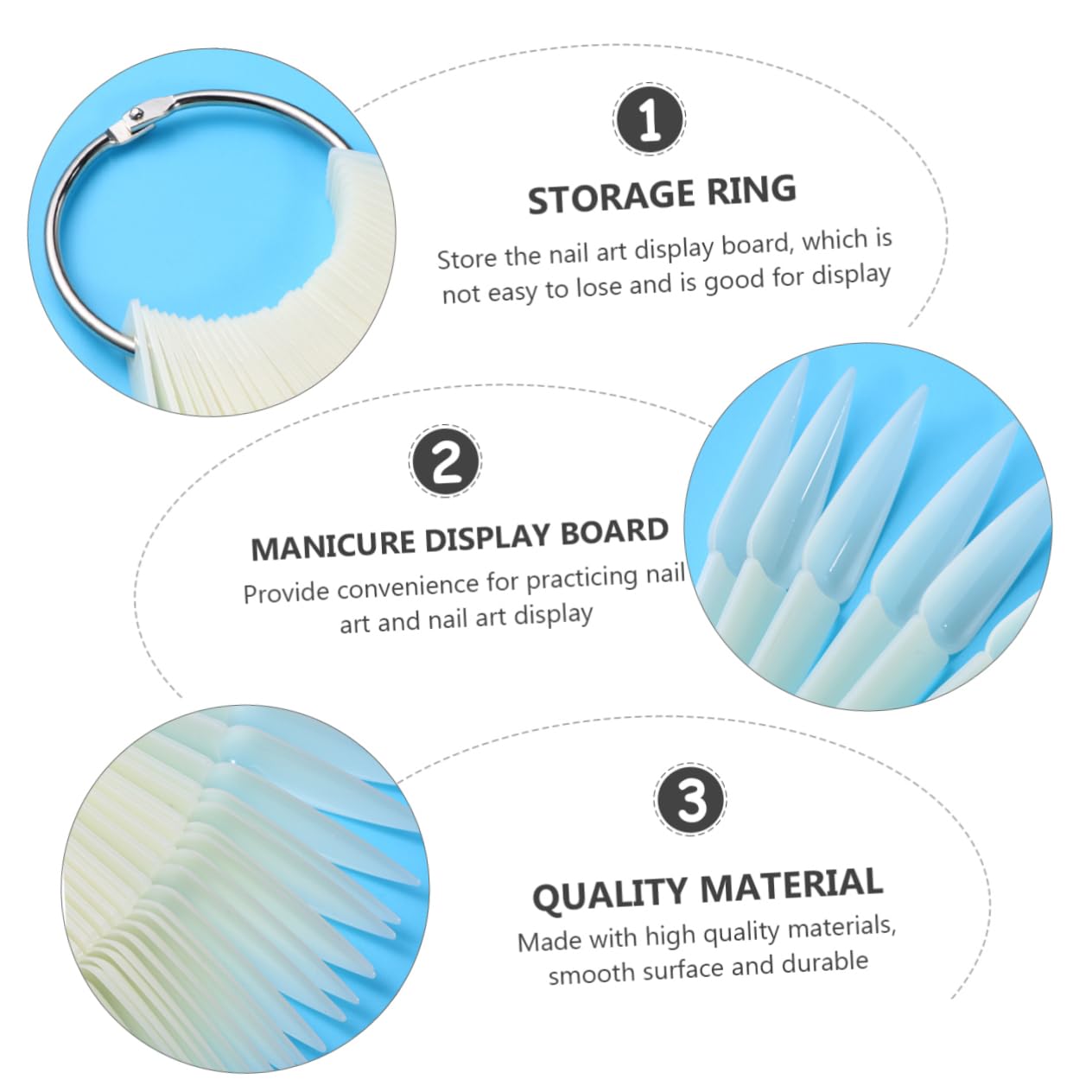 Vaguelly Nail Practice Tips Set 160pcs Fan-Shaped Nail Tips Board for Salon Use