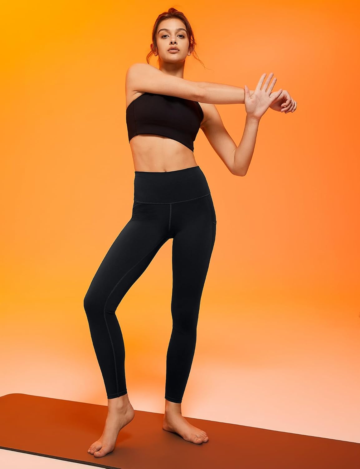 Orolay Leggings with Pockets for Women 7/8 Workout Yoga High Waisted Tummy Control Pants Soft Gym Athletic Tights