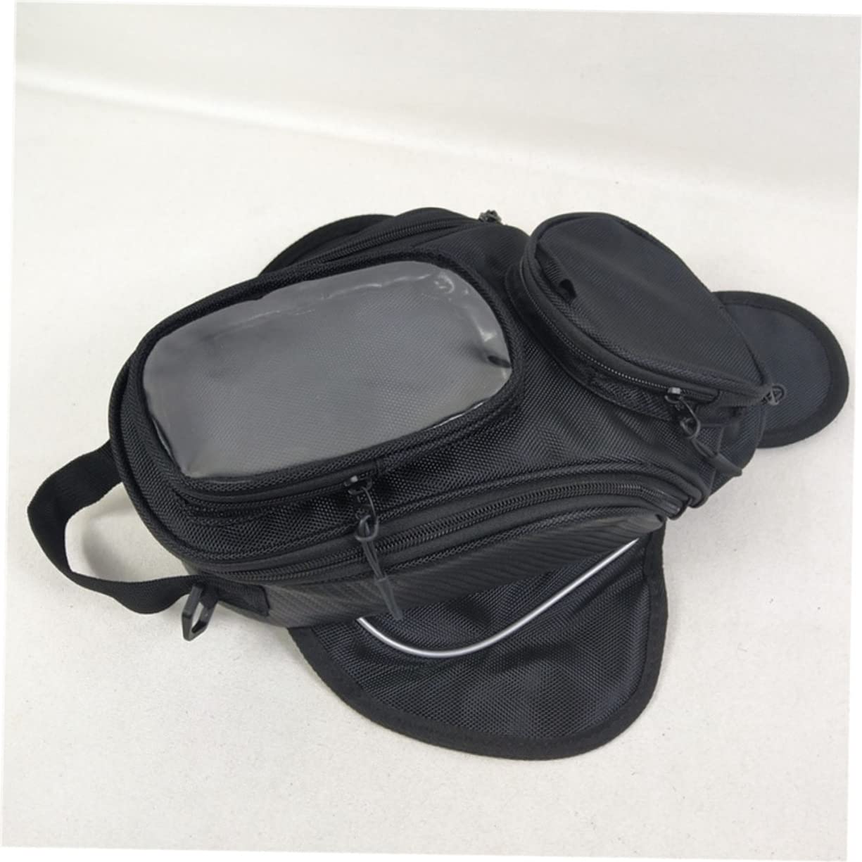 GRIRIW Magnetic Motorcycle Carrier Bag Storage Organizer for Long Rides Fits Phone Durable Material Multiple Compartments Easy Magnetic Fixing Black