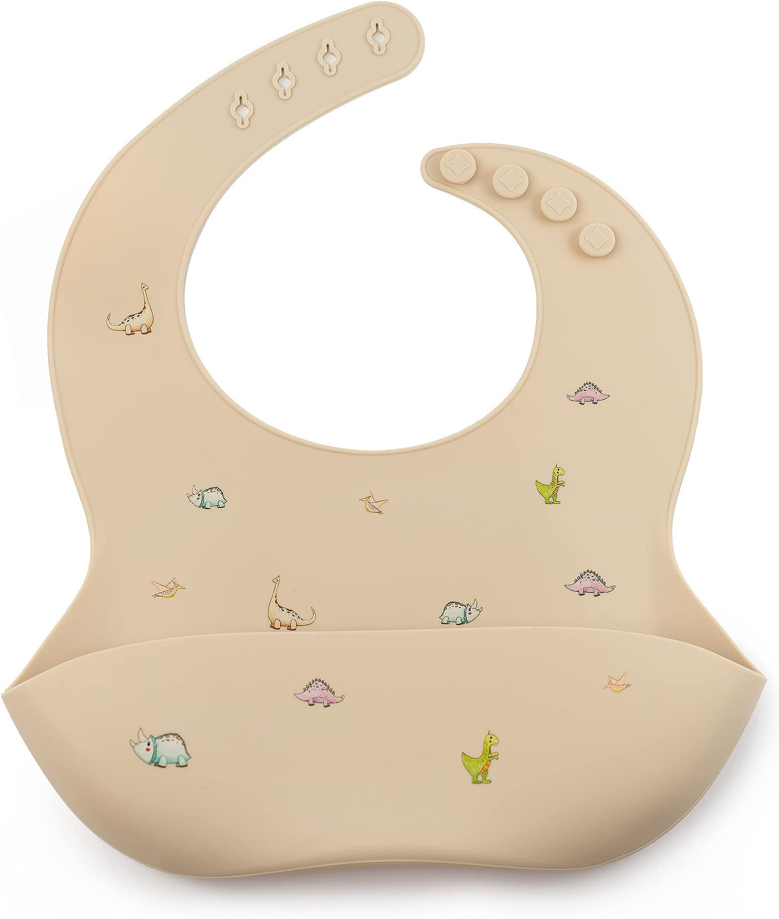 J.Børn Baby Silicone Bib | Hand Painted Design | 4 Adjustable Sizes | 100% BPA-Free Food-Grade Silicone | Easy to Clean | Gift Packed with Stickers Included
