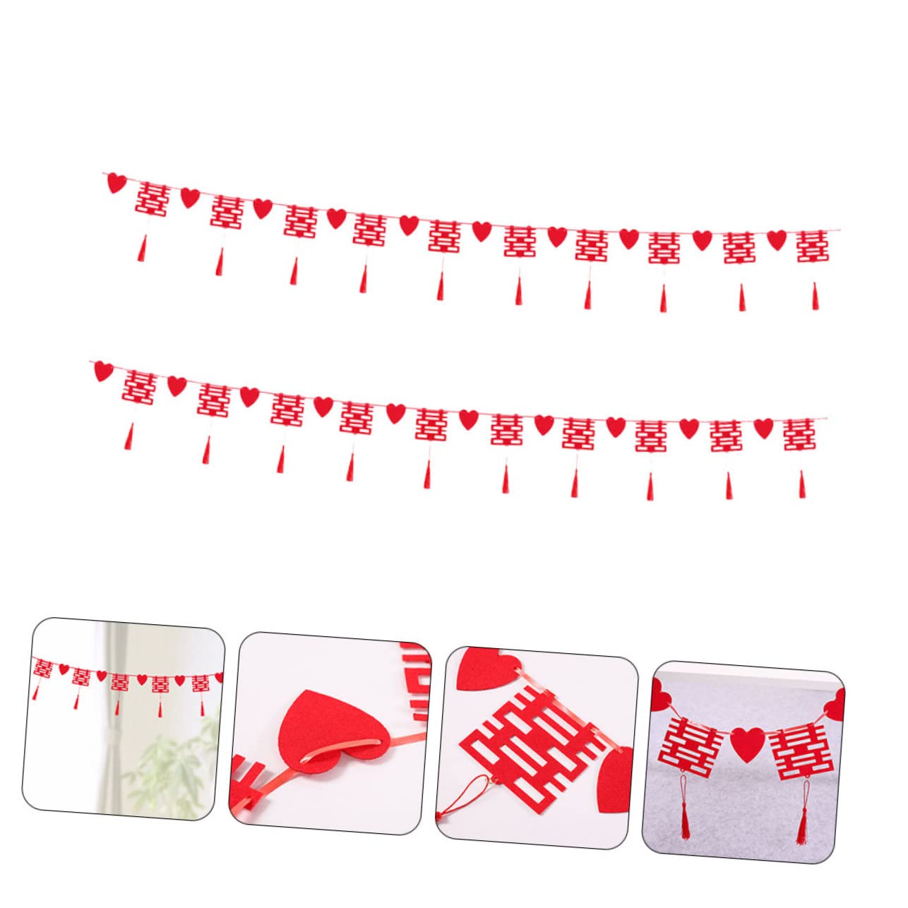 Abaodam 10juegos Decoración De Pared para Bodas De Adornos Forma De Carácter XI Decoraciones para Salones y Habitaciones De Boda Brillante para Celebraciones Chinas y Nuevas Casas