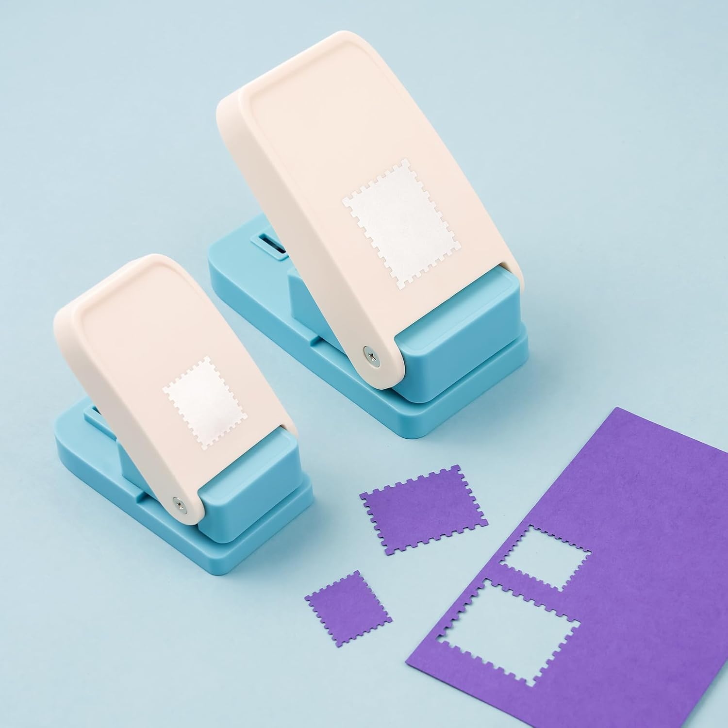 Briartw Postage Stamp Punch Set, Large and Small Rectangular Craft Punch Value Bundle for Scrapbooking, Card Making, Junk Journaling - Stamp Puncher - Arts Crafts Supplies