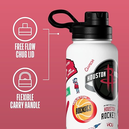 Miniatura 4 de Hydrapeak x Botella de agua activa con licencia oficial de la NBA Houston Rockets, de 32 onzas, con tapa para beber, reutilizable, acero inoxidable,