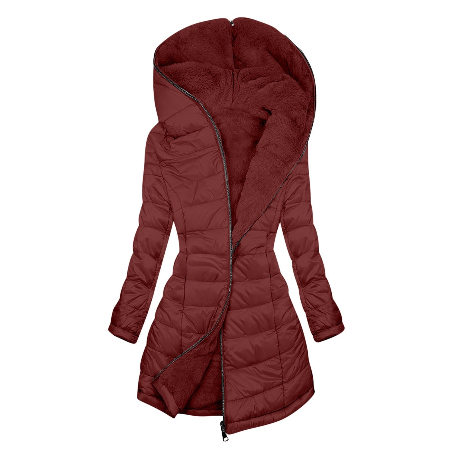 Genérico Abrigo Mujer Invierno Acolchado,Chaqueta De Invierno De Manga Larga Con Cremallera Y Bolsillos Para Mujer