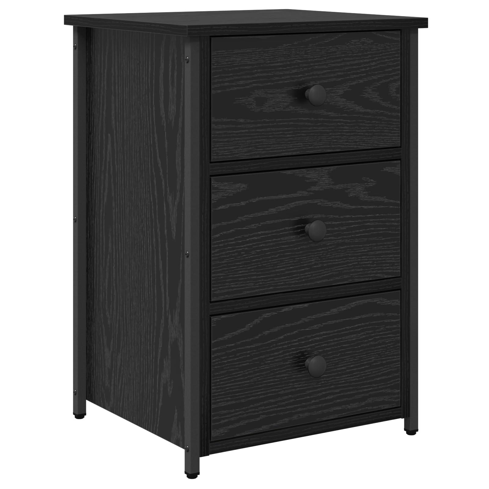 Black Oak Nachttisch Set mit 6 Schubladen, Schlafzimmer Nachttische in schwarzer Eiche, Stauraum Lösung, moderne Nachttische mit Schubladen, stilvolles Möbel Set