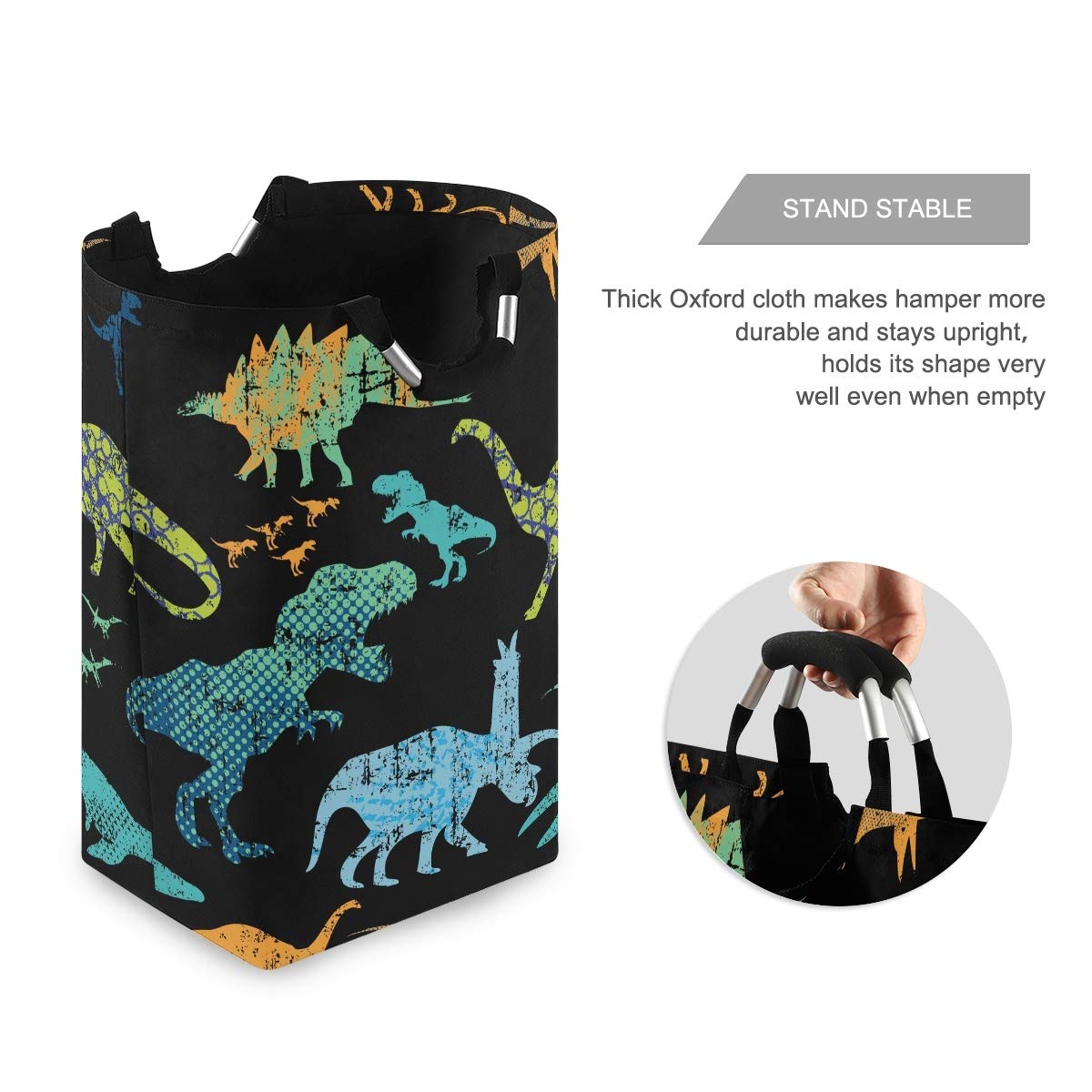 DESIGN&WELT Dino Wäschekorb Faltbar - Süßer T-Rex Aufbewahrungskorb Für Kinderzimmer