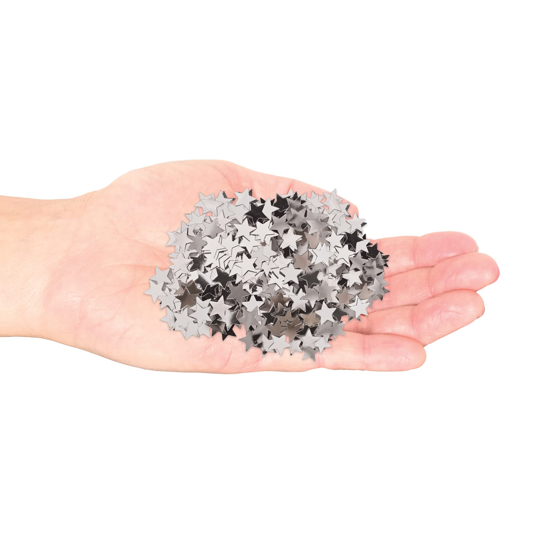 Beistle S50621SAZ4, 4 Packages Fanci Fetti Stars, 1 Ounce of Confetti in Package, Total of 4 Ounces of Confetti (Silver)