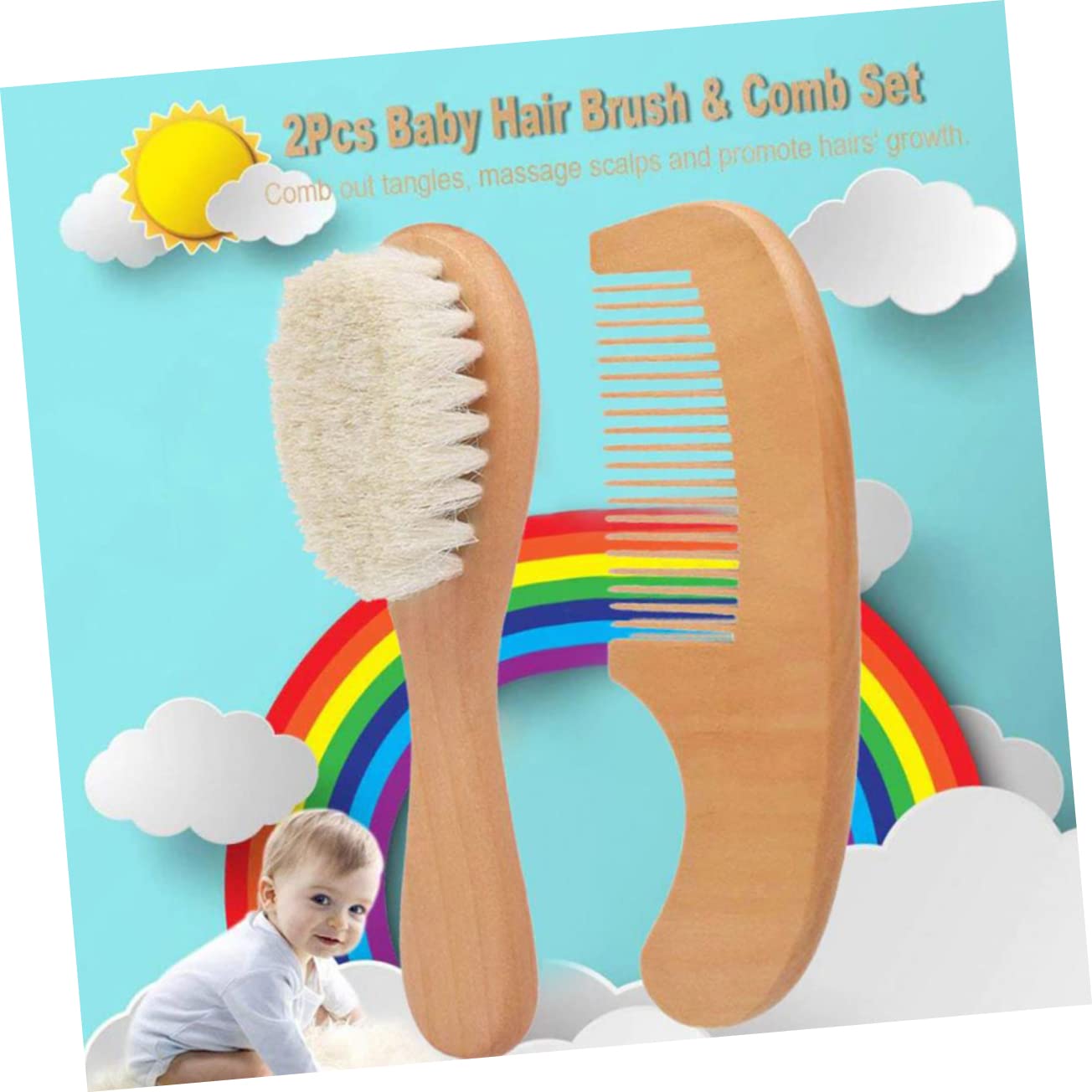 FOMIYES 6 Piezas cepillo de pelo infantil peine de bebé niño cepillar peines cepillo de baño para bebe cepillo de baño para bebés de madera Maquinilla de afeitar colocar soporte Bambú