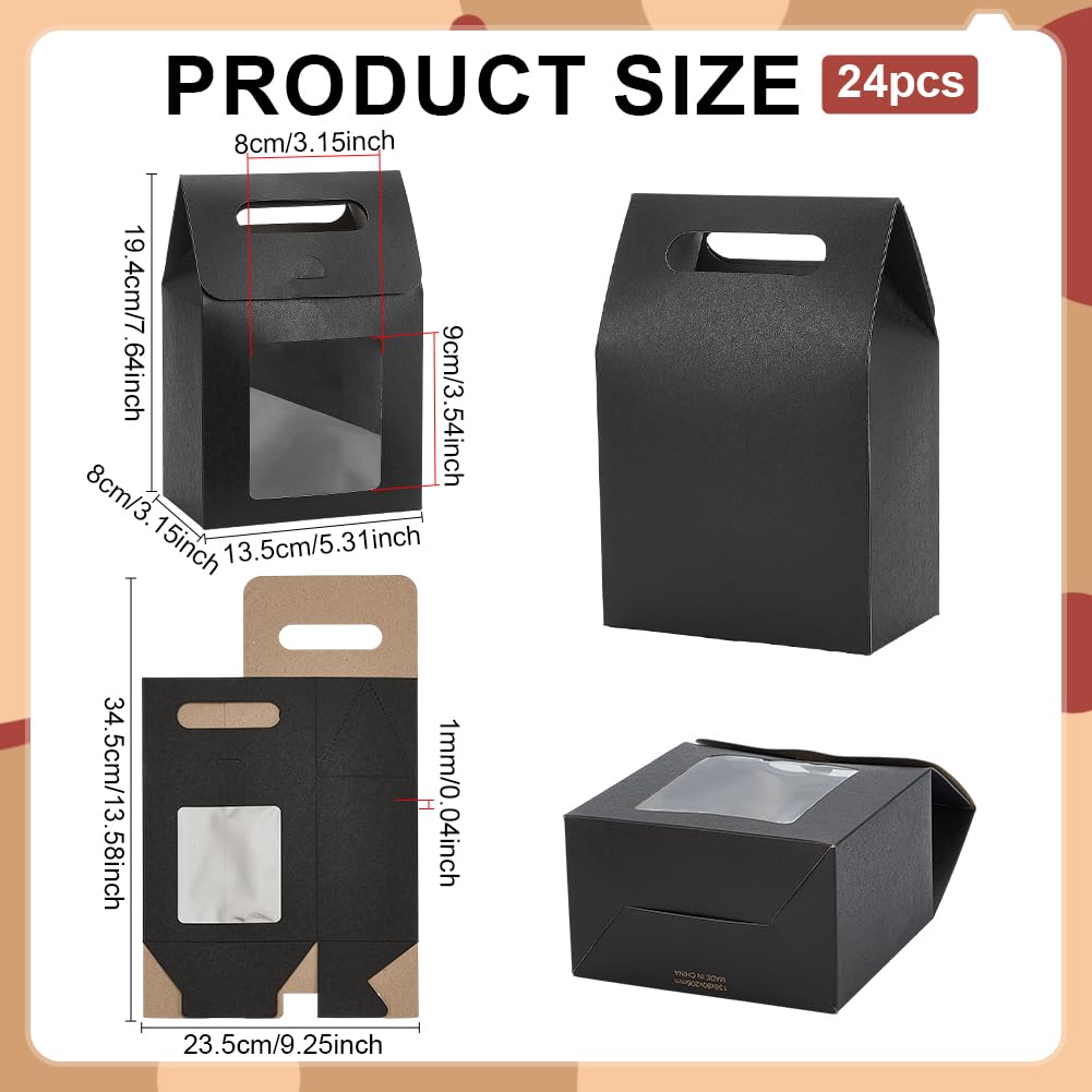 PH PandaHall Goodies Boxes - 24 scatole regalo con finestra, scatole di carta per caramelle, caramelle, caramelle, compleanni, matrimoni, feste, snack, ciambelle, biscotti, caramelle, compleanni