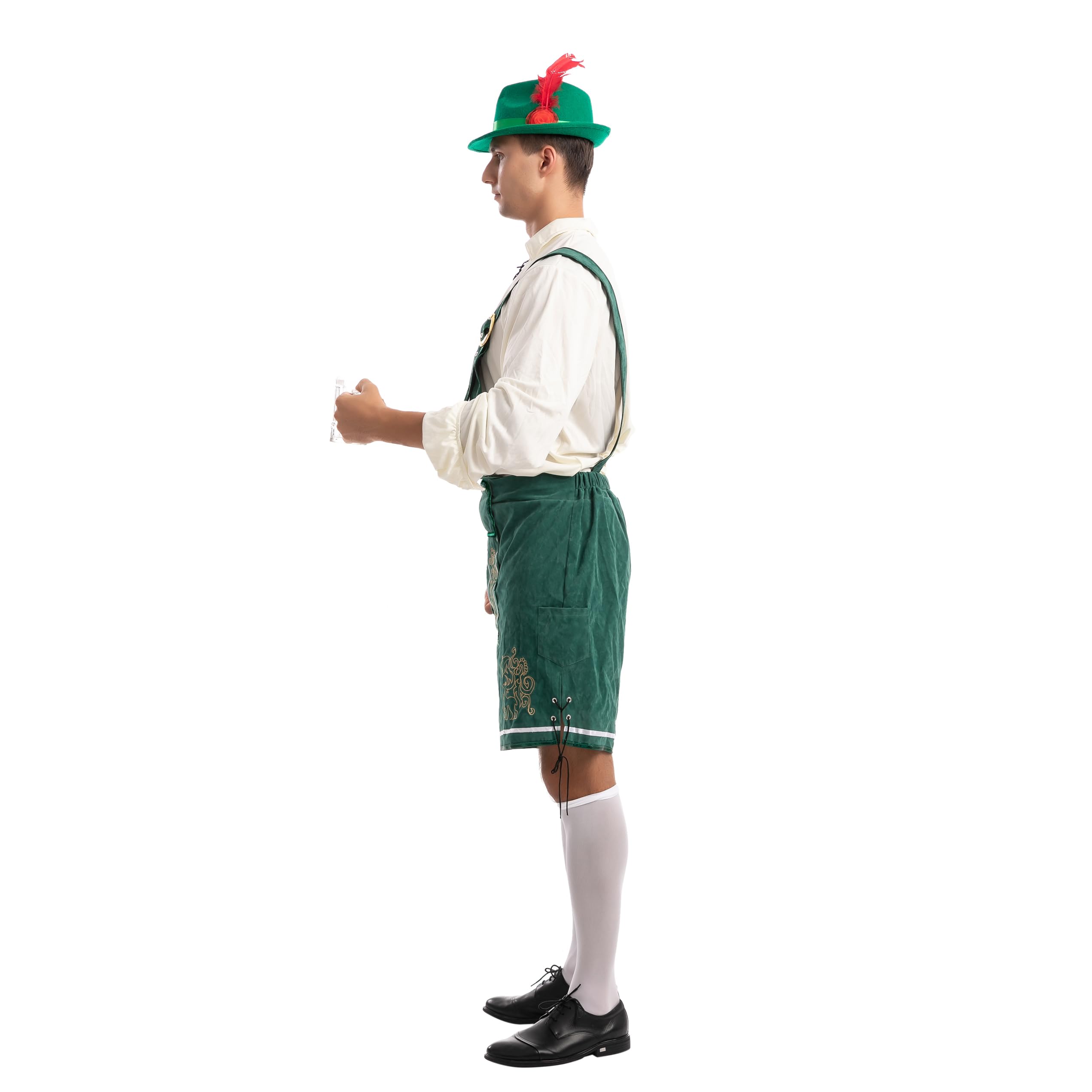 Spooktacular Creations Męski niemiecki bawarski kostium Oktoberfest zestaw spodni skórzanych dla mężczyzn na Halloween przebranie imprezę i festiwal piwa