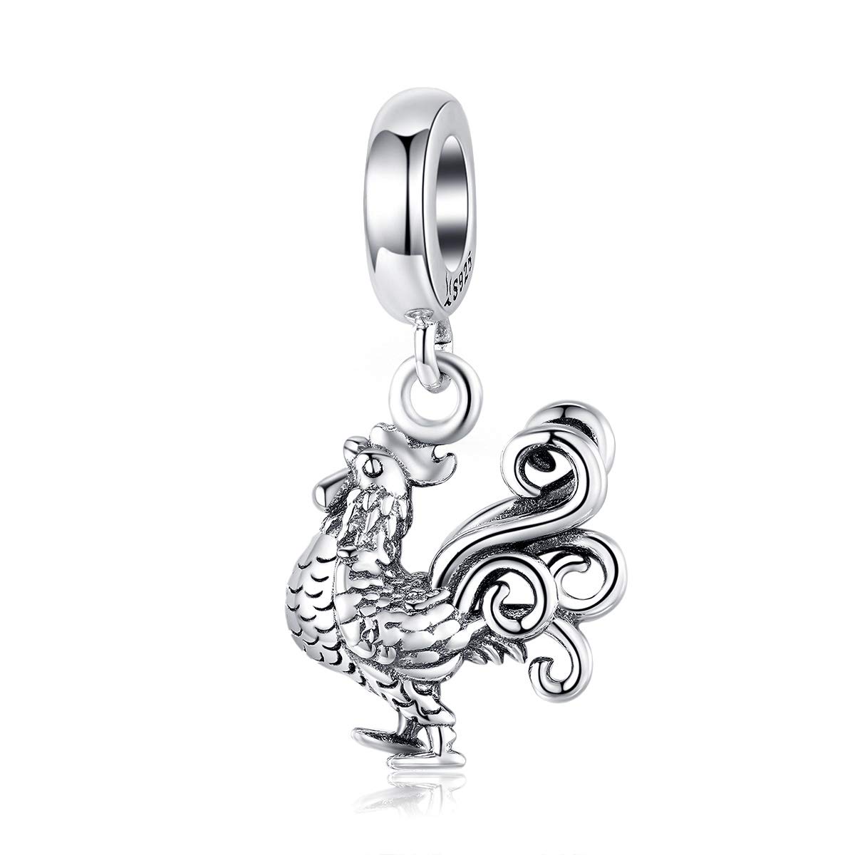 Breloque en argent 925 pour bracelet ou collier Motif coq