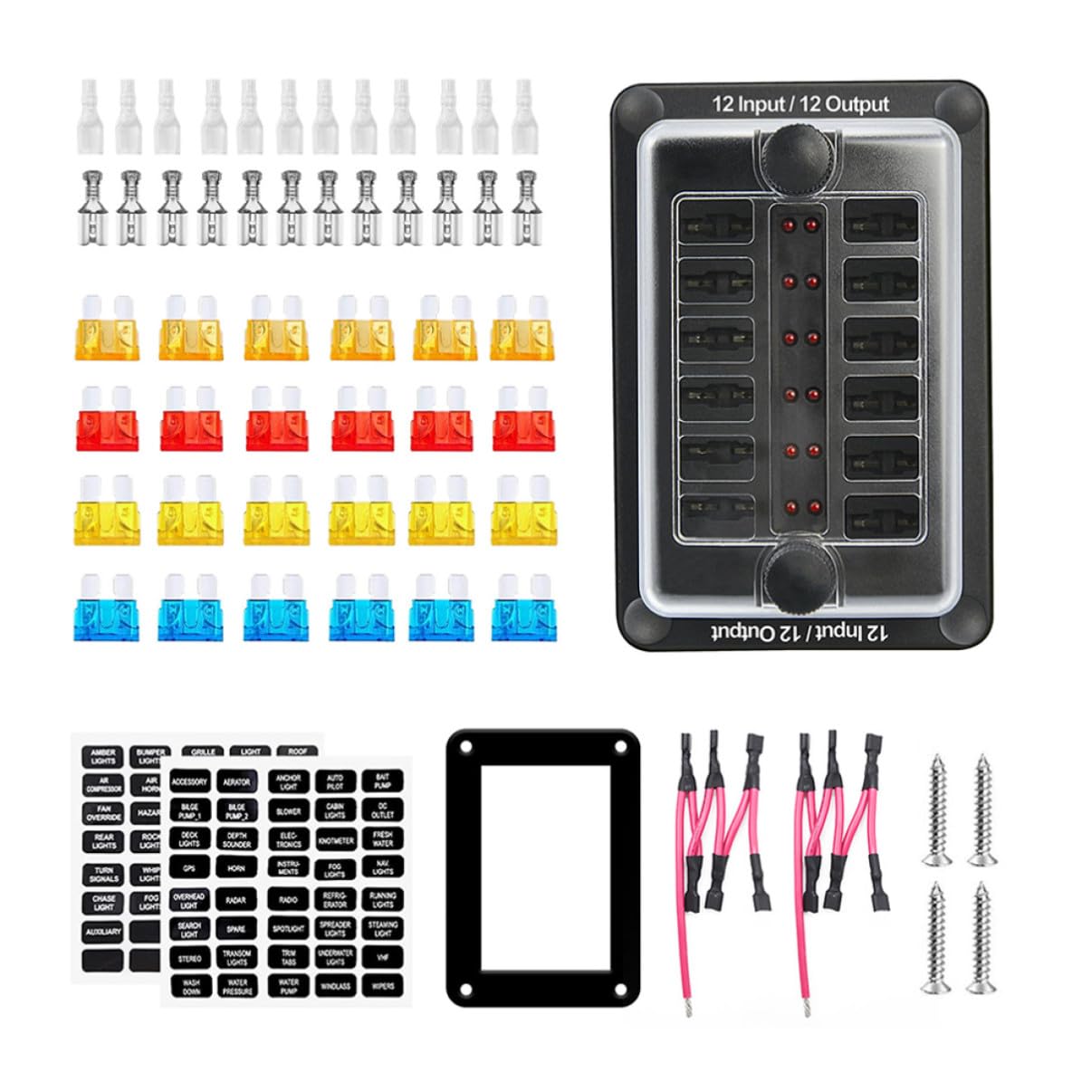 Sicherungsblock für Flachsicherung, 1 Eingang 12 Ausgänge, 100a