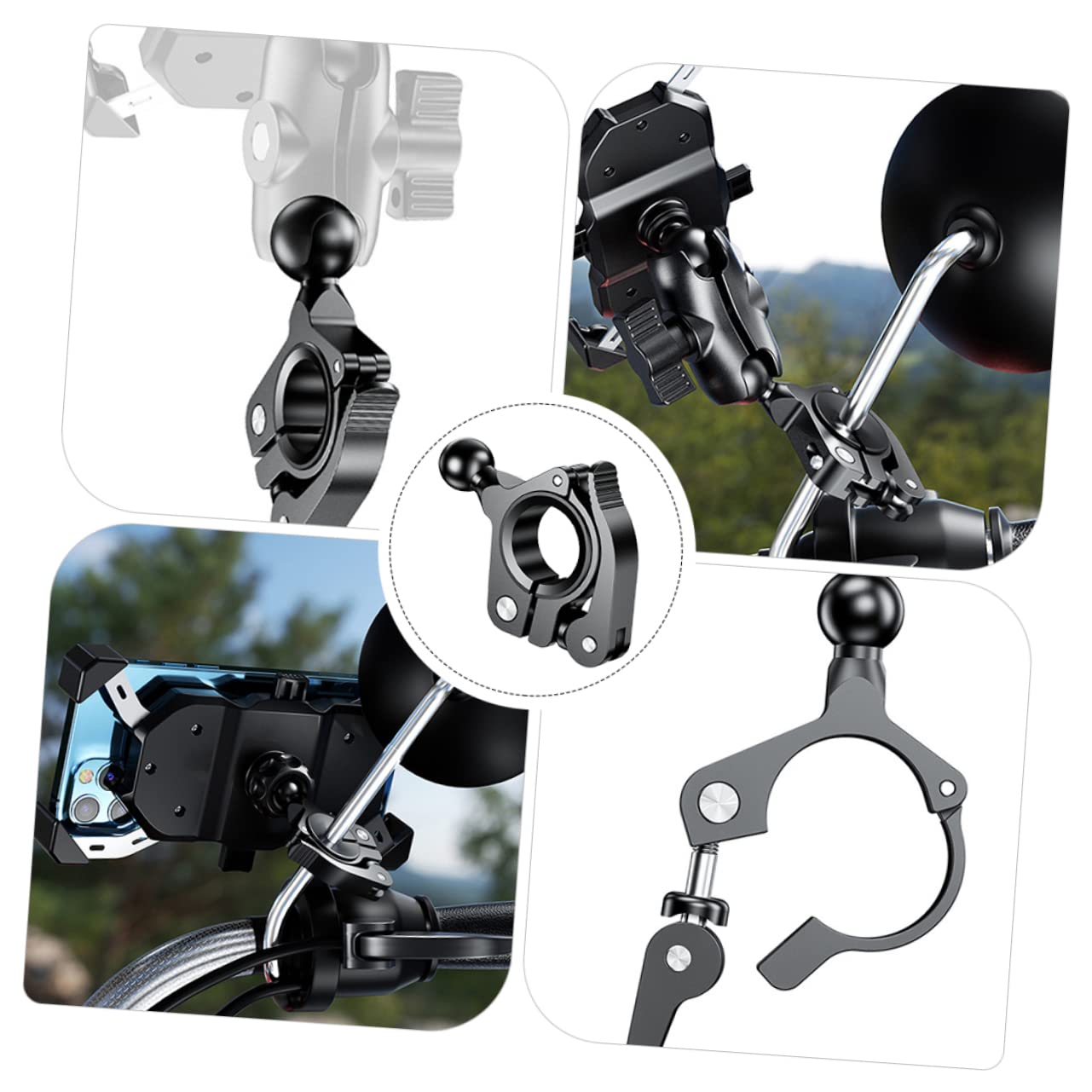 PLAFOPE Soporte De Manillar para Moto y Bicicleta Base De Montaje De Aleación De Aluminio con Adaptador De Bola De Compatible con Soportes De Teléfono Instalación y Duradero