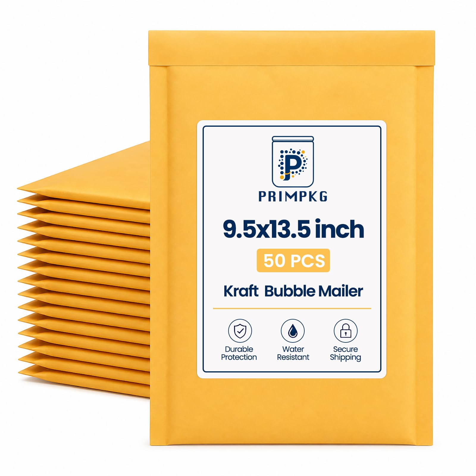 Sobres de burbujas de papel kraft de 9.5 x 14.5 pulgadas, sobre acolchado amarillo, sobres acolchados impermeables corporativos para envío, correo, embalaje, tamaño utilizable de 9.5 x 13.5