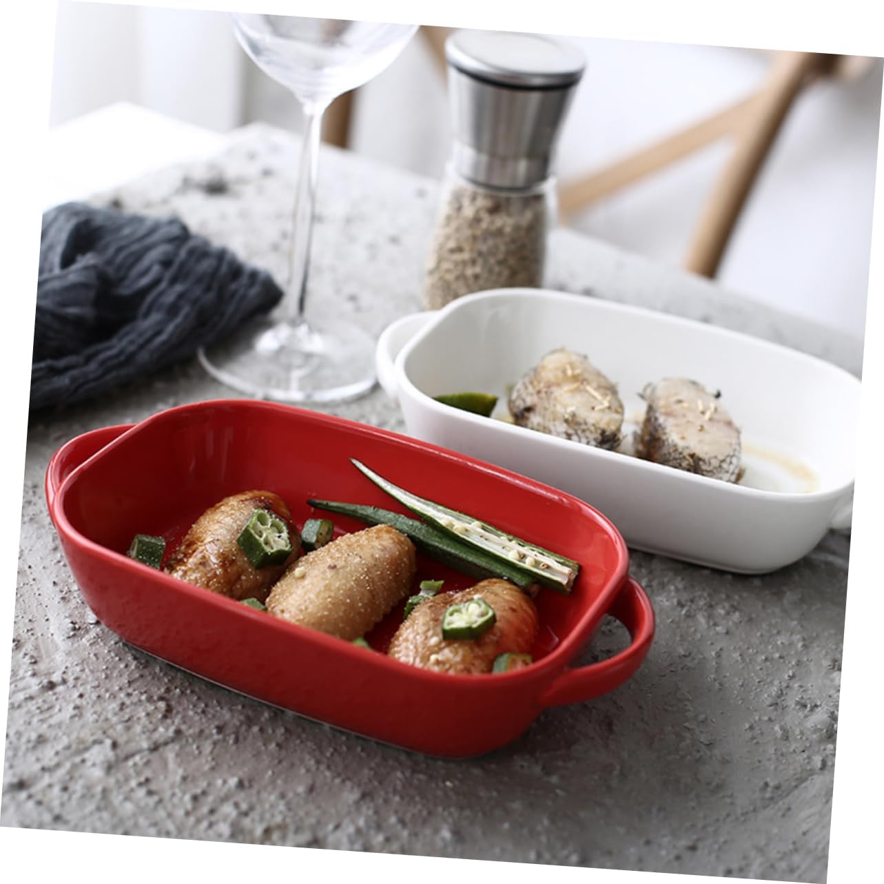 2pcs Baking Tray Ceramic Bakeware for Cheesecakes Bread and Hot Dishes High-temperature Resistant Easy to Clean for Home Baking