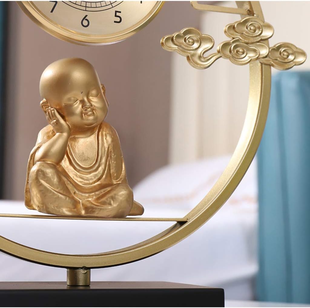 Mantel Clock New Chinese Style Table Clock Living Room Clock Ornaments Home Desktop Clock Creative Small Table Clock Bedside Table Clock Pure Copper Gold Alarm Clocks,