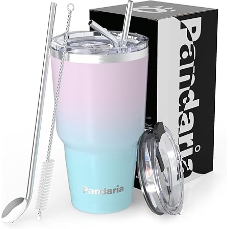 Pandaria 30oz Tumbler Stainless Steel Vacuum Insulated Coffee Tumbler with Splash-Proof Lids and Straws Double Wall Travel Mug Water Cup for Hot and Ice Drinks,Merm
