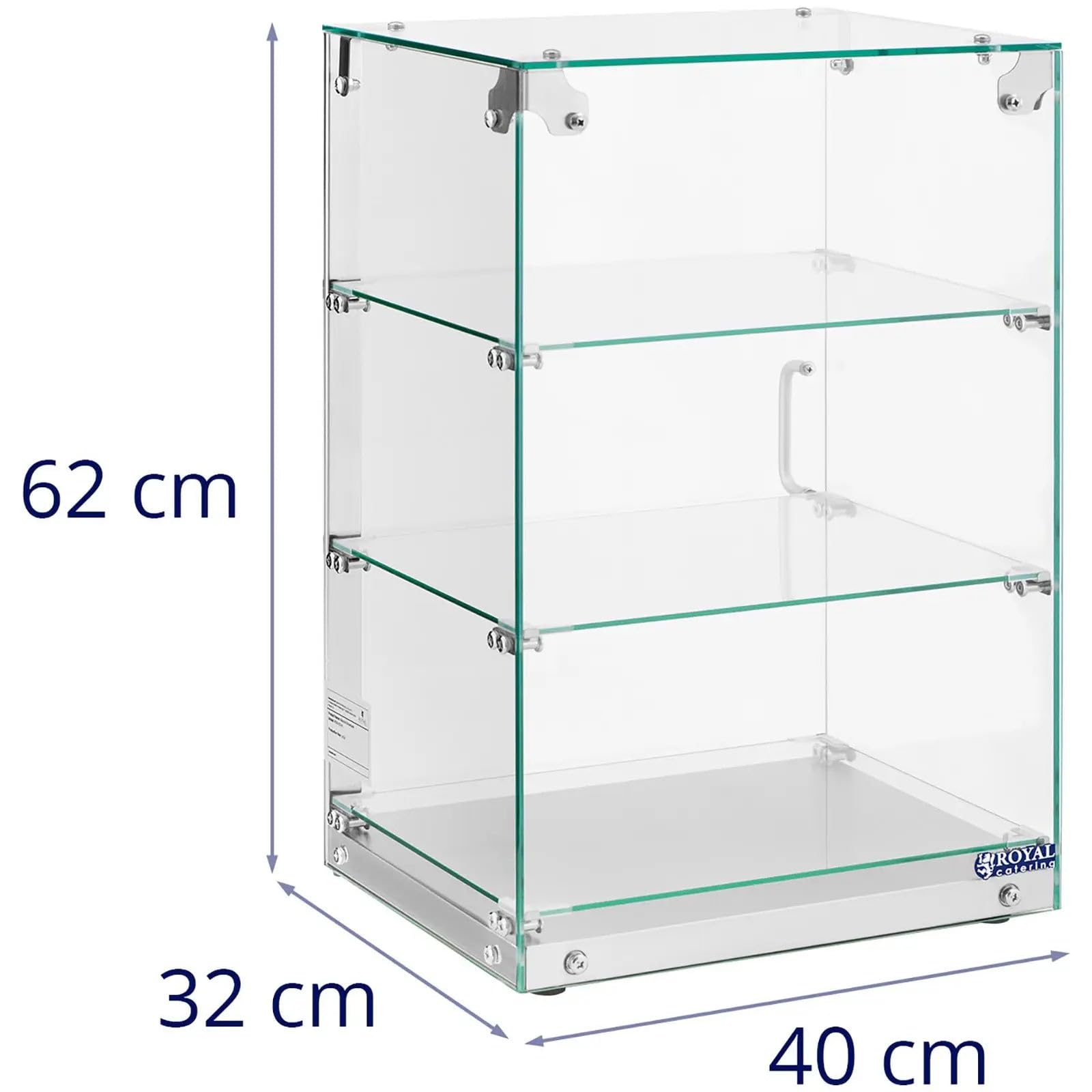 Escaparate neutral 60 litros 3 niveles acero inoxidable vidrio plateado 14_0010228