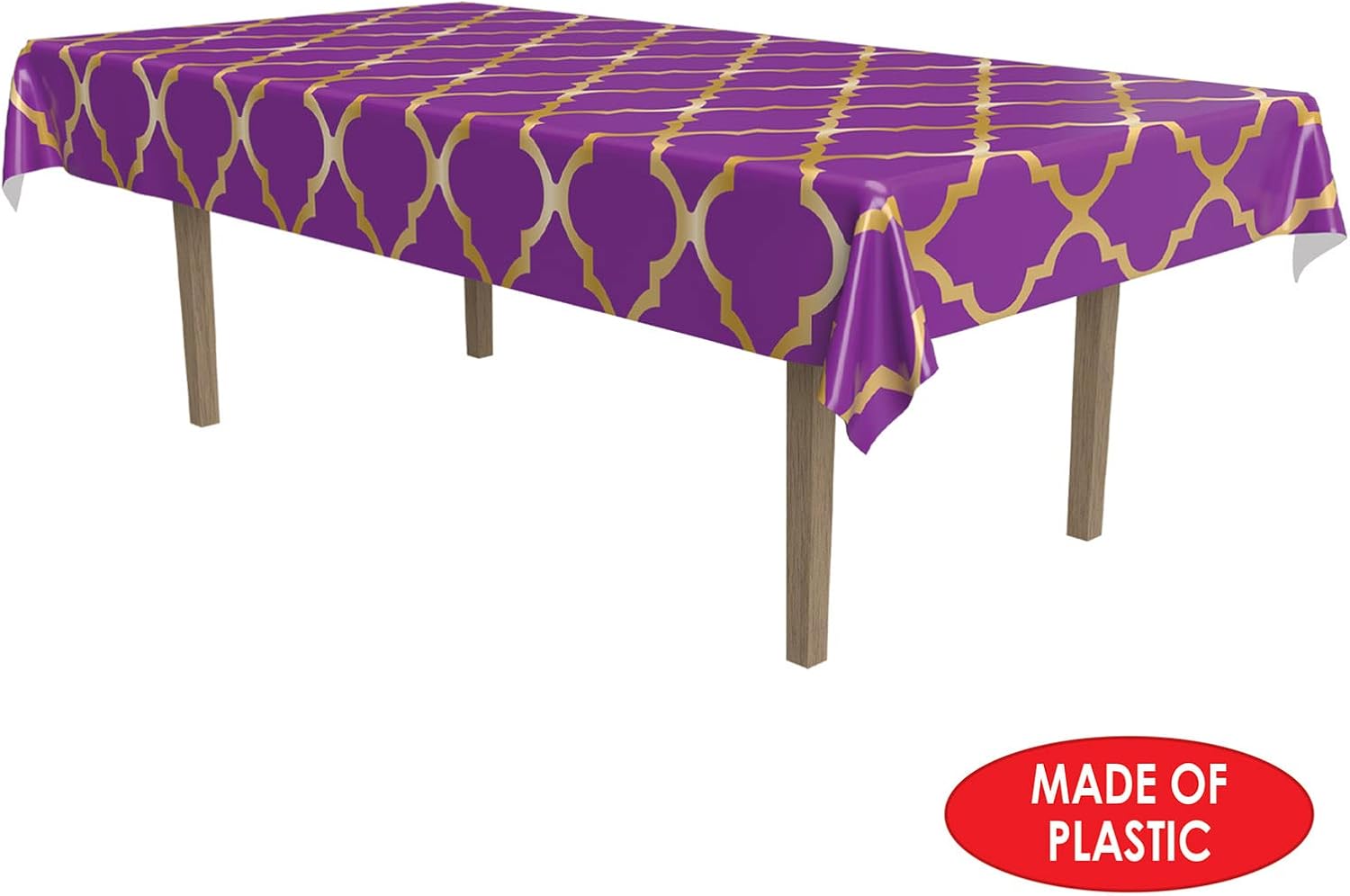 Beistle Lattice Tablecovers, 54” x 108”, 2 Pieces – Plastic Table Cloth, Moroccan Decorations for Party, Moroccan Tablecloth, Arabian Nights Theme Party, Rectangular Table Cloth