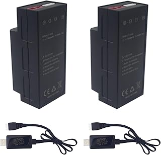 Fytoo 2PCS 11.1V 1050mAh 25C 3S Lithium Battery with T Plug with 2PCS USB Charging Cable for MJX H16 H16P H16E H16GT H16BM H16PL 14301 RC Car High Speed Drift Model Toy Car Upgrade Battery