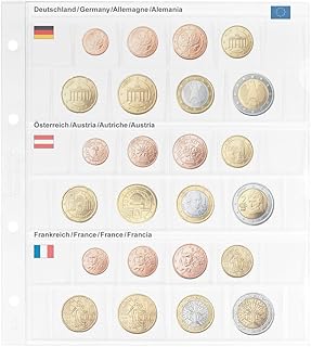 LINDNER Das Original Vordruckblatt Karat Euro-Kursmünzen-Sätze: Deutschland/Österreich/Frankreich
